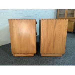 Pair Of Ercol Windsor Sideboard Cabinets In Light Finish.