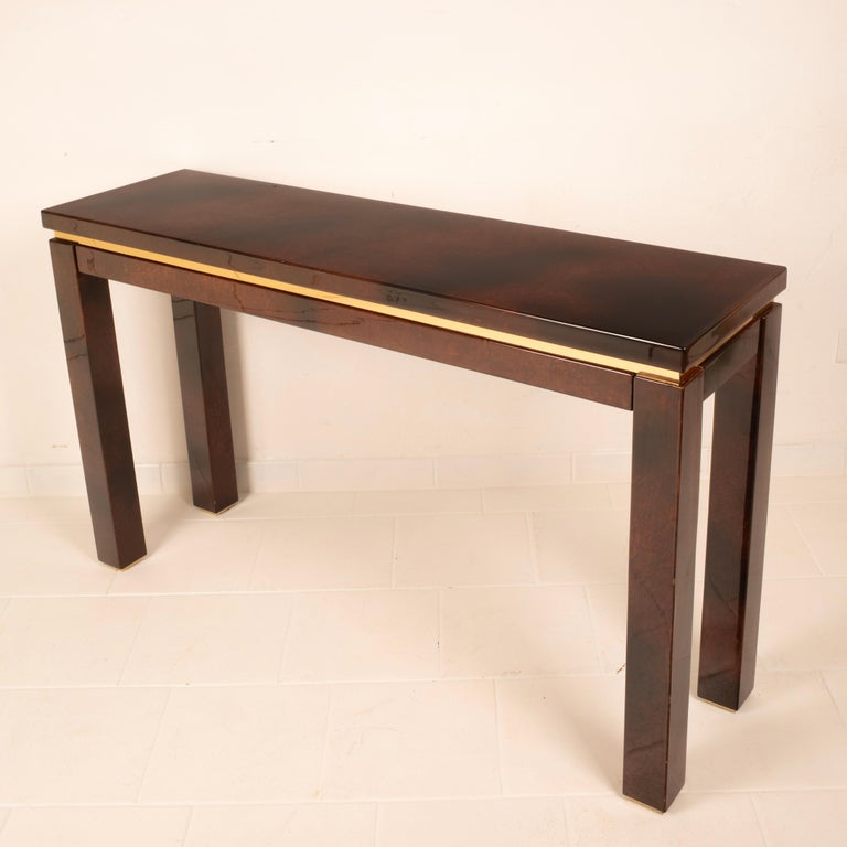 Parchment console table by Aldo Tura 1960