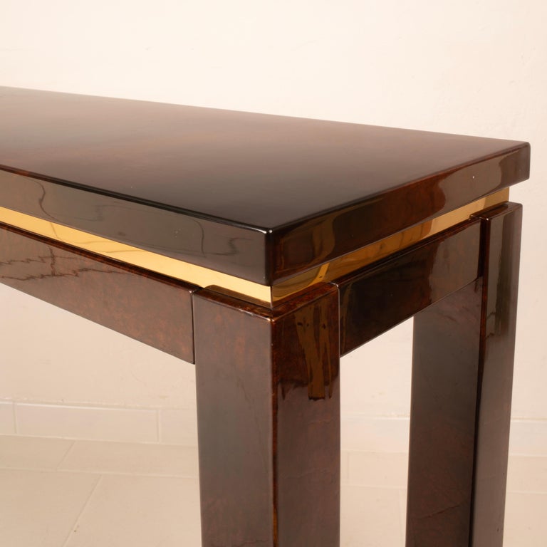 Parchment console table by Aldo Tura 1960