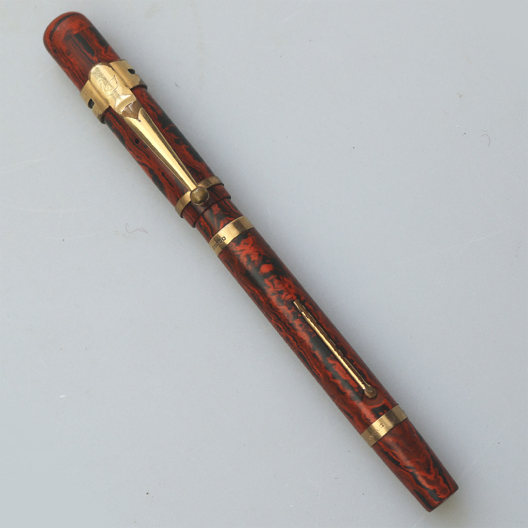 A good antique Swan Mabie & Todd Marbled Fountain Pen 9ct Gold & 14ct Nib C.1929 - Image 2