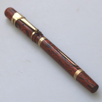 A good antique Swan Mabie & Todd Marbled Fountain Pen 9ct Gold & 14ct Nib C.1929 - Image 3