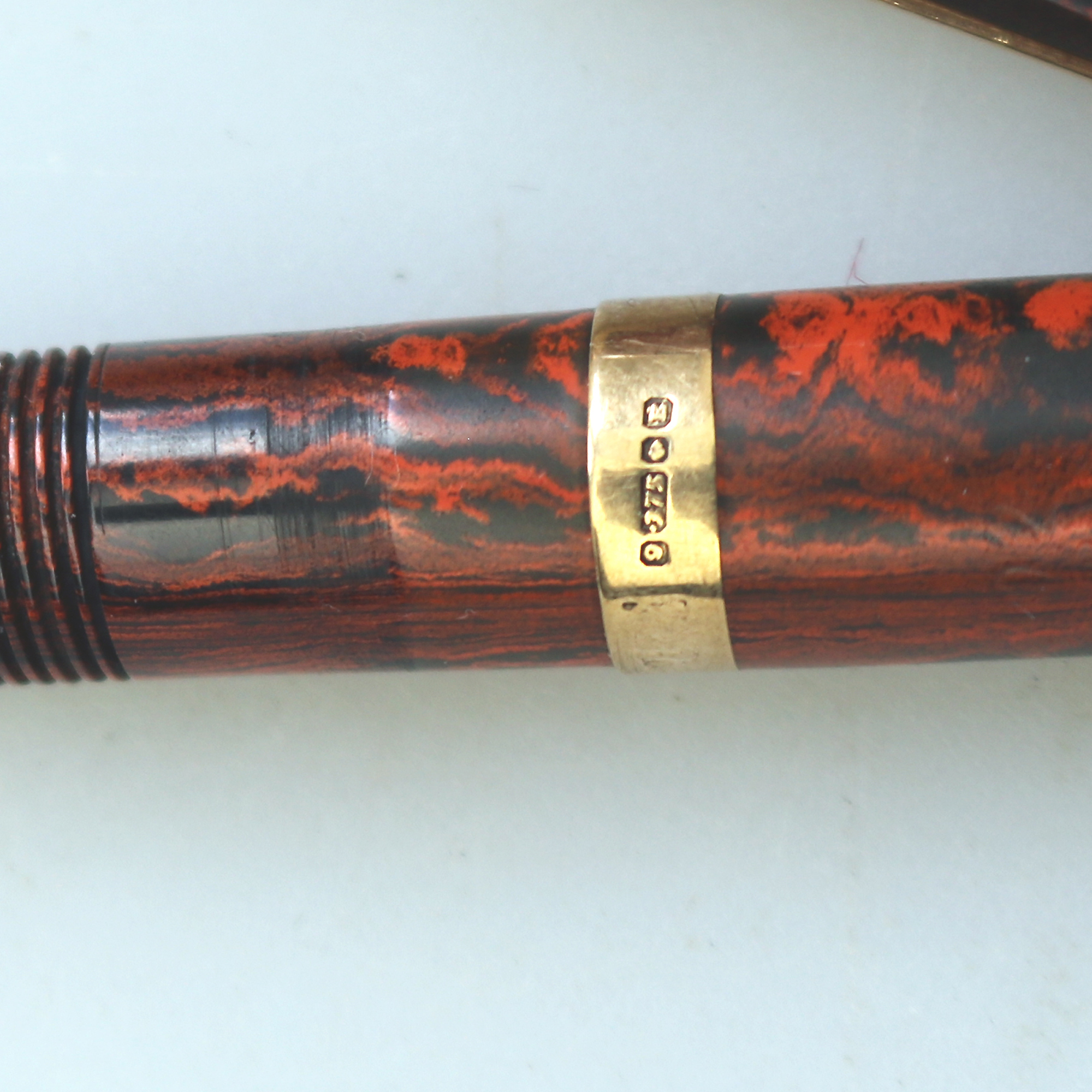 A good antique Swan Mabie & Todd Marbled Fountain Pen 9ct Gold & 14ct Nib C.1929