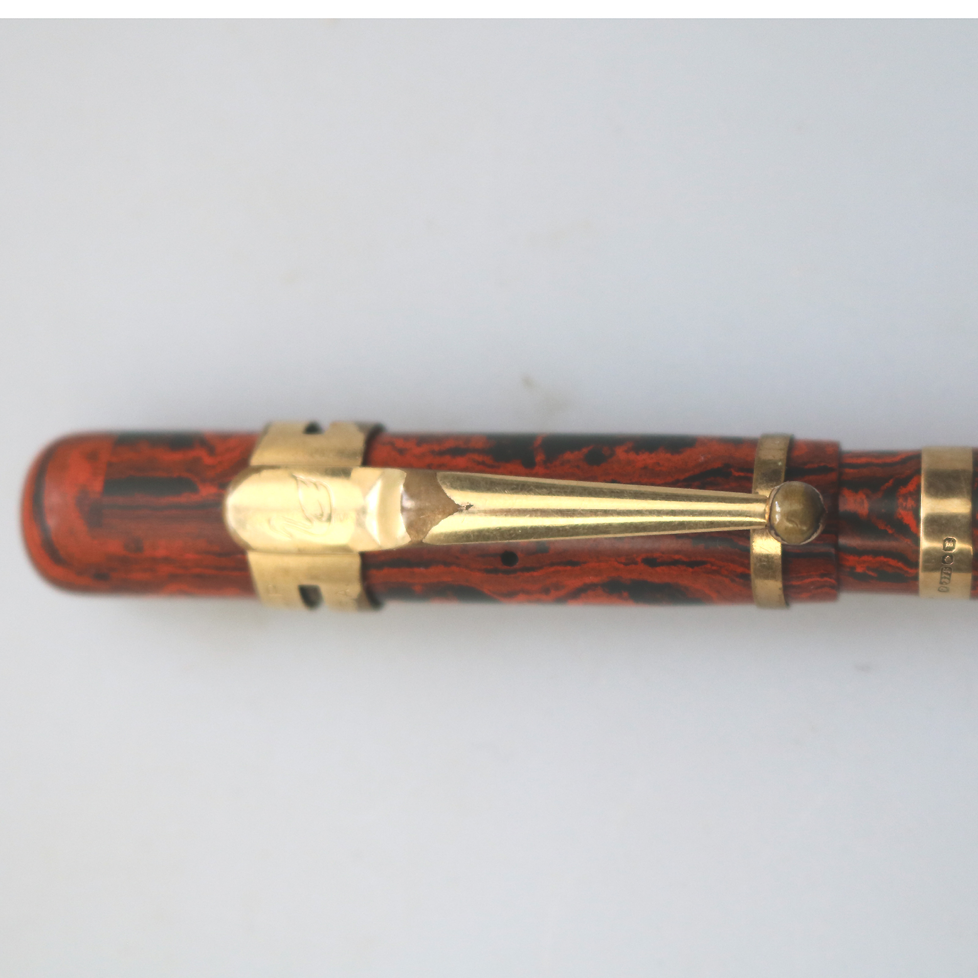 A good antique Swan Mabie & Todd Marbled Fountain Pen 9ct Gold & 14ct Nib C.1929