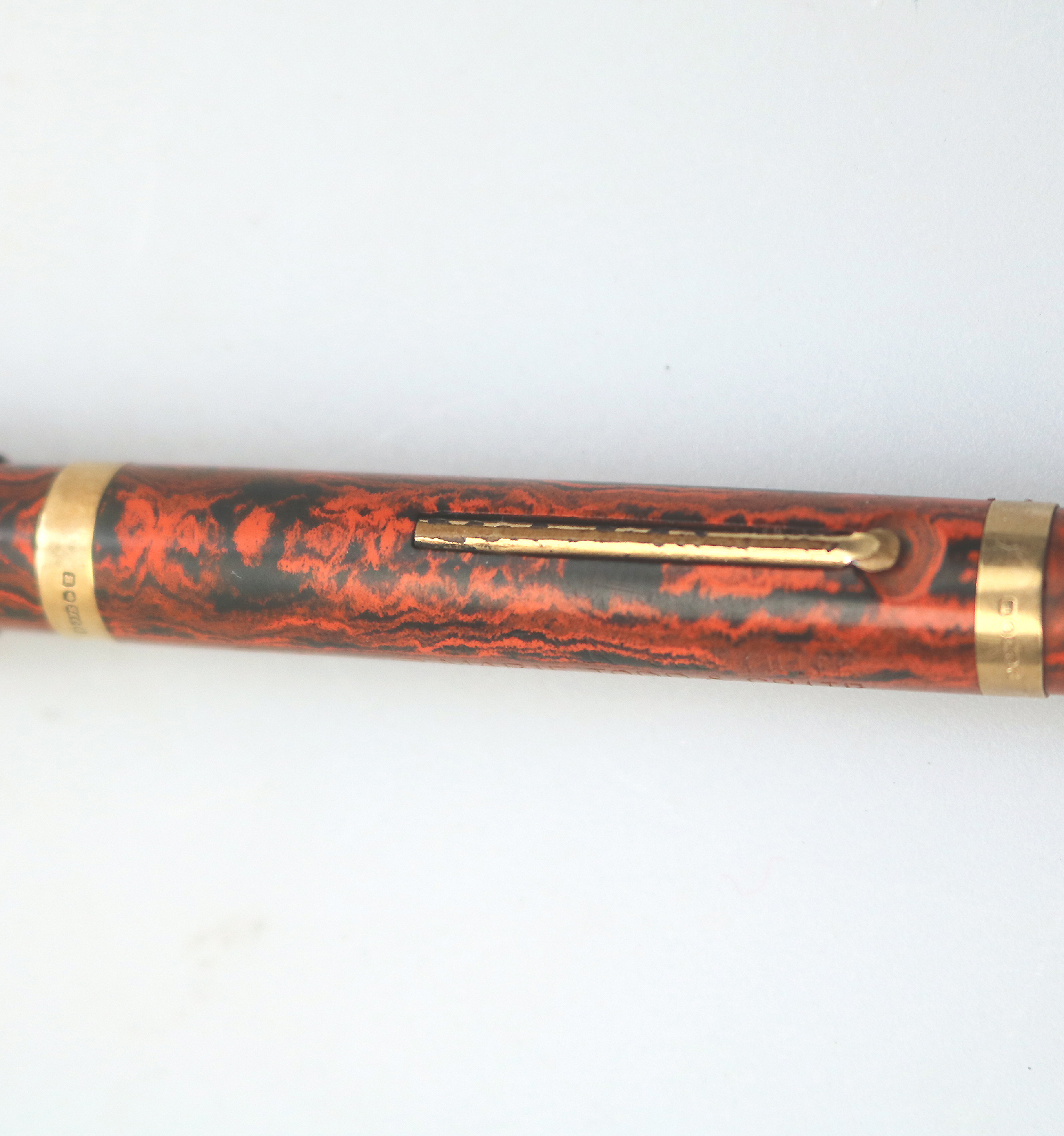 A good antique Swan Mabie & Todd Marbled Fountain Pen 9ct Gold & 14ct Nib C.1929
