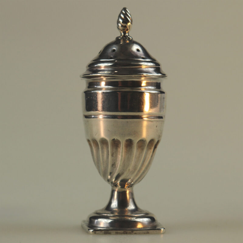 An antique Victorian English sterling solid silver pedestal Pepper Pot C.1896