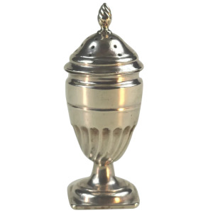 An antique Victorian English sterling solid silver pedestal Pepper Pot C.1896