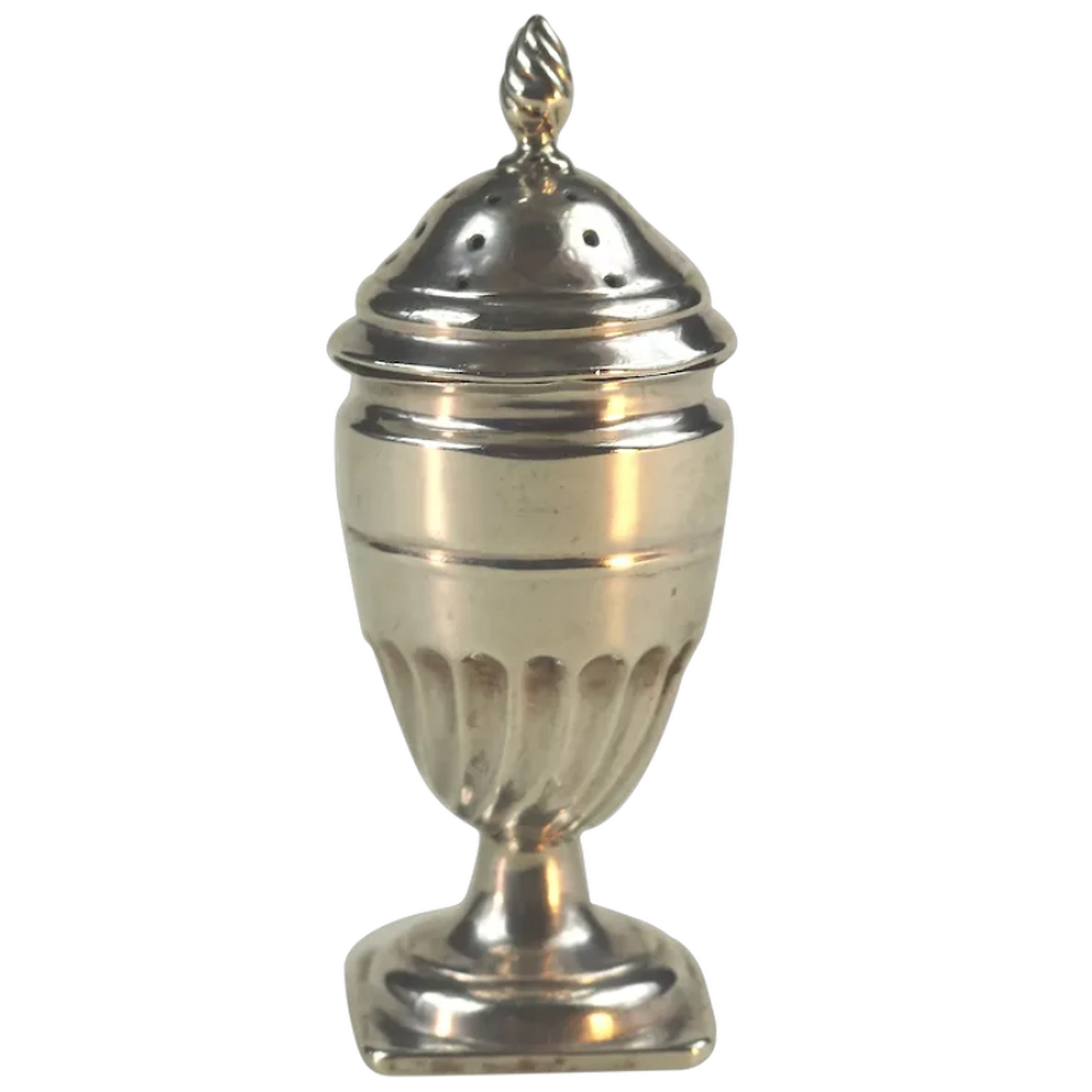 An antique Victorian English sterling solid silver pedestal Pepper Pot C.1896