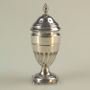 An antique Victorian English sterling solid silver pedestal Pepper Pot C.1896