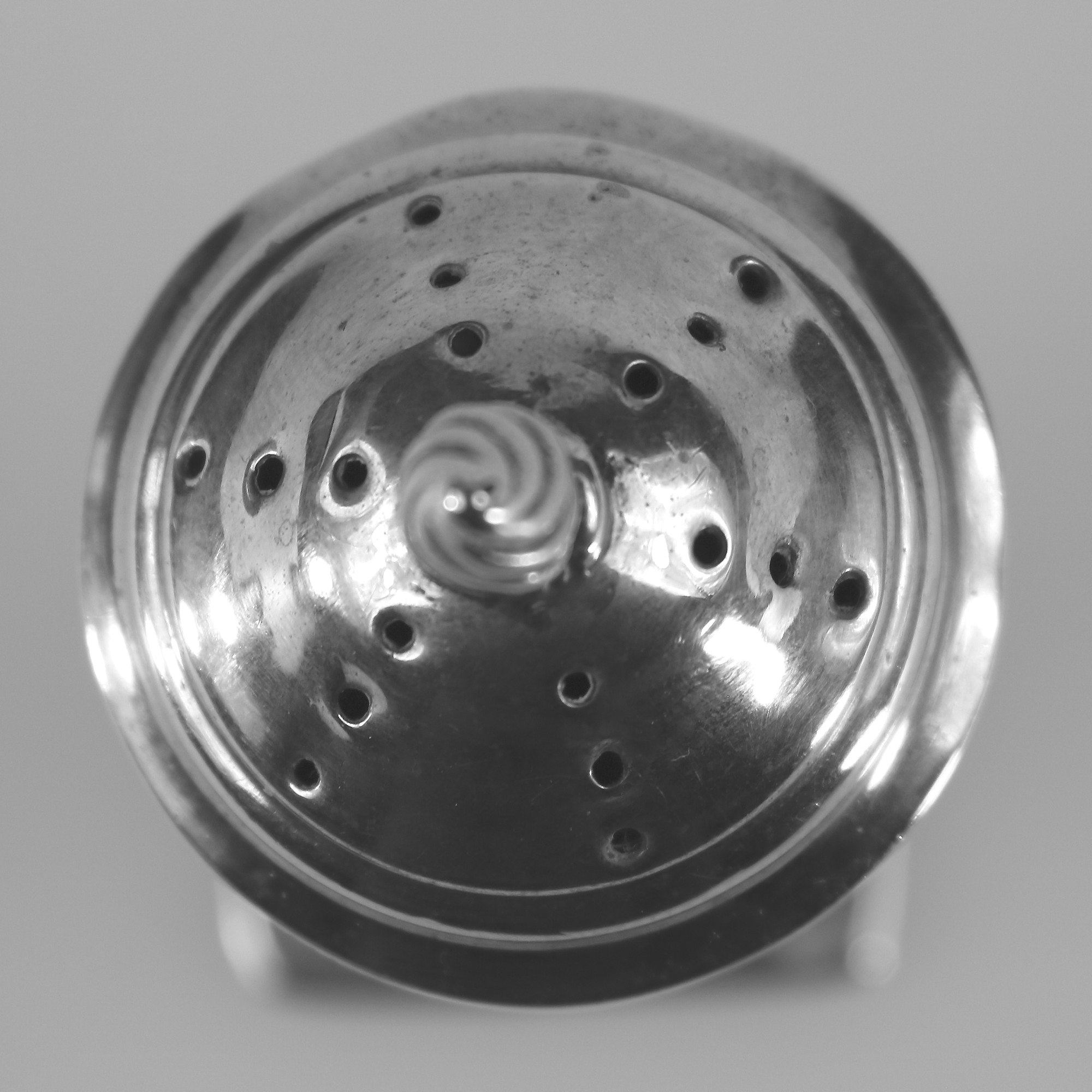 An antique Victorian English sterling solid silver pedestal Pepper Pot C.1896