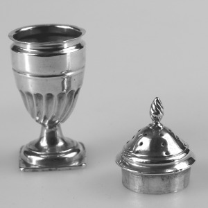 An antique Victorian English sterling solid silver pedestal Pepper Pot C.1896