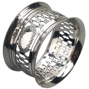 A top-quality antique English solid silver pierced Napkin Ring Sheffield C.1911