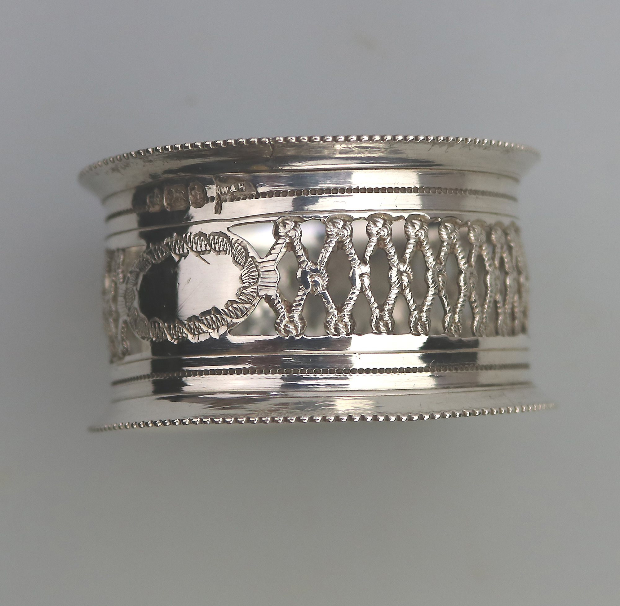 A top-quality antique English solid silver pierced Napkin Ring Sheffield C.1911
