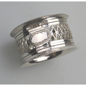 A top-quality antique English solid silver pierced Napkin Ring Sheffield C.1911