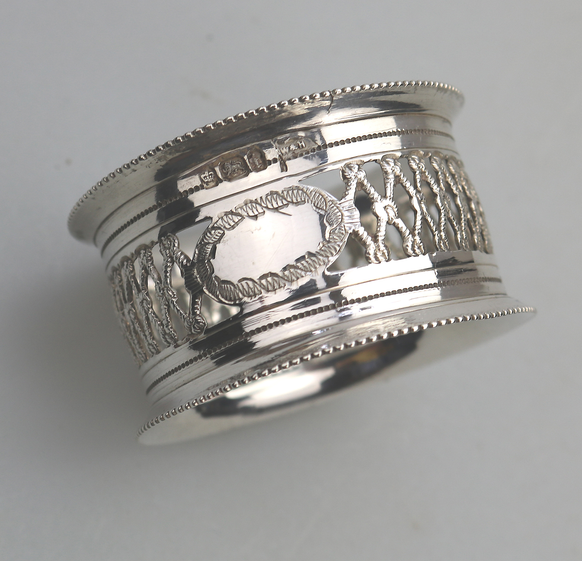 A top-quality antique English solid silver pierced Napkin Ring Sheffield C.1911