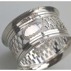 A top-quality antique English solid silver pierced Napkin Ring Sheffield C.1911
