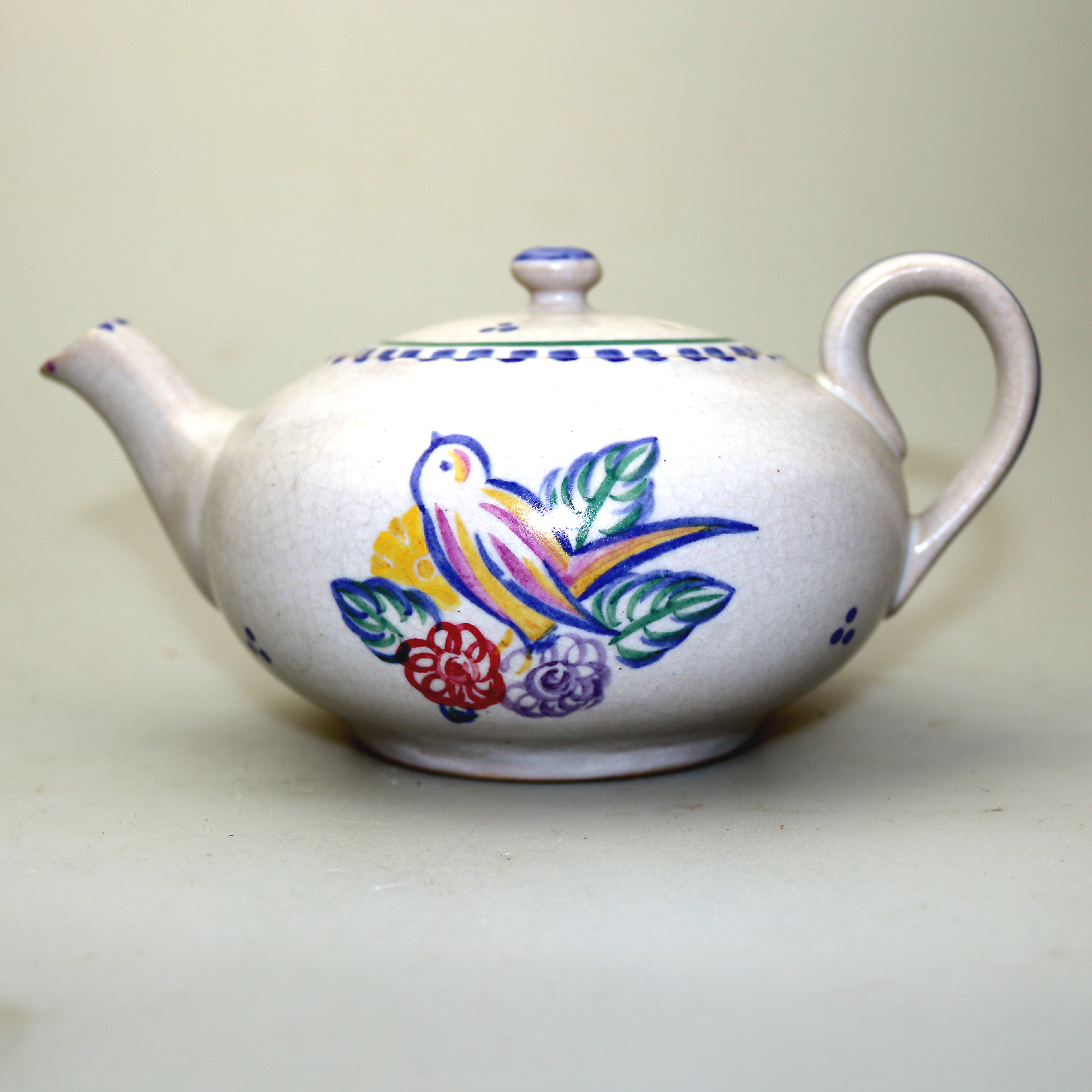 A scarce Art Deco Carter Stabler Adams Poole Pottery hand-painted Teapot C.1920