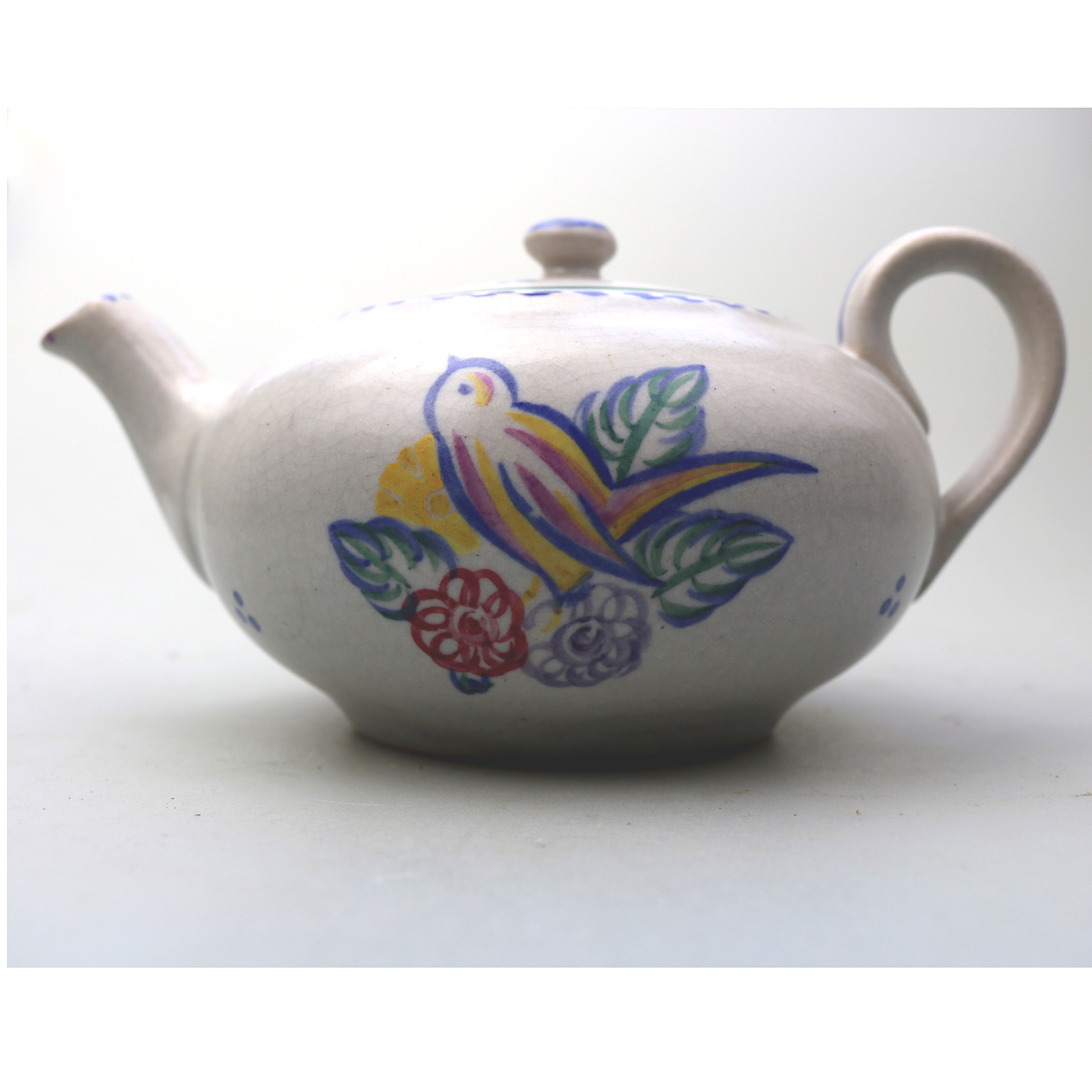 A scarce Art Deco Carter Stabler Adams Poole Pottery hand-painted Teapot C.1920