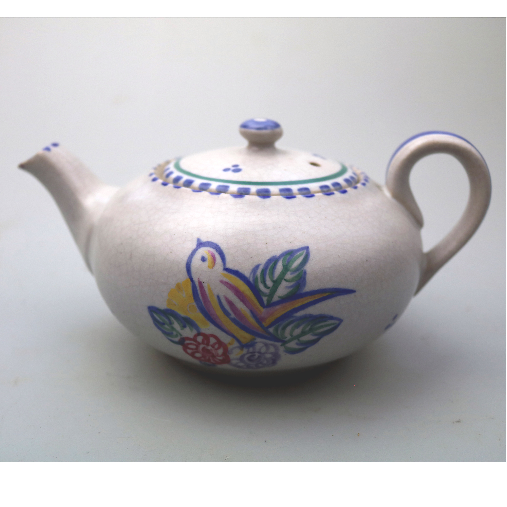 A scarce Art Deco Carter Stabler Adams Poole Pottery hand-painted Teapot C.1920