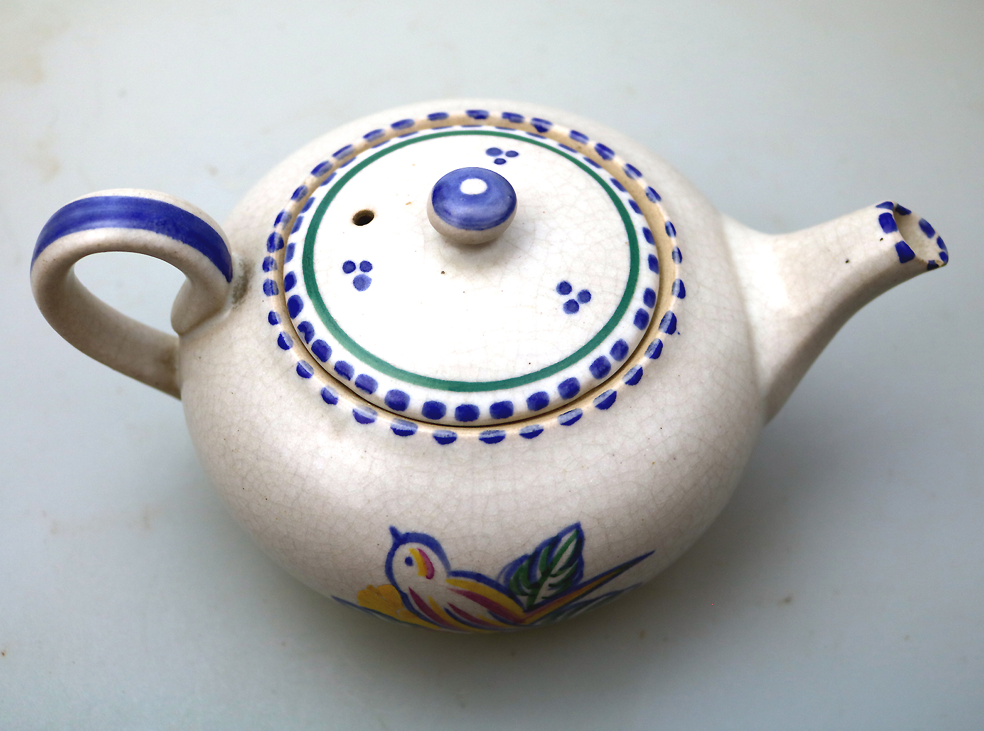 A scarce Art Deco Carter Stabler Adams Poole Pottery hand-painted Teapot C.1920