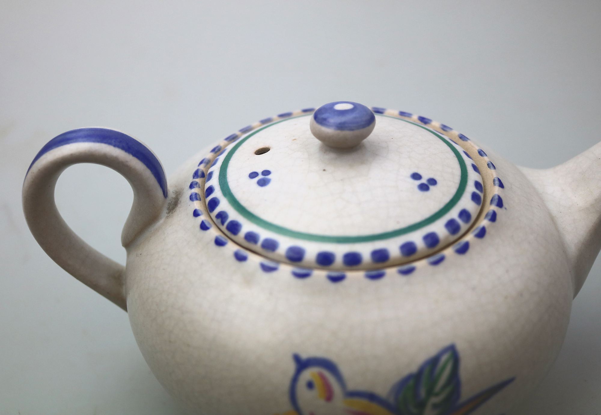 A scarce Art Deco Carter Stabler Adams Poole Pottery hand-painted Teapot C.1920