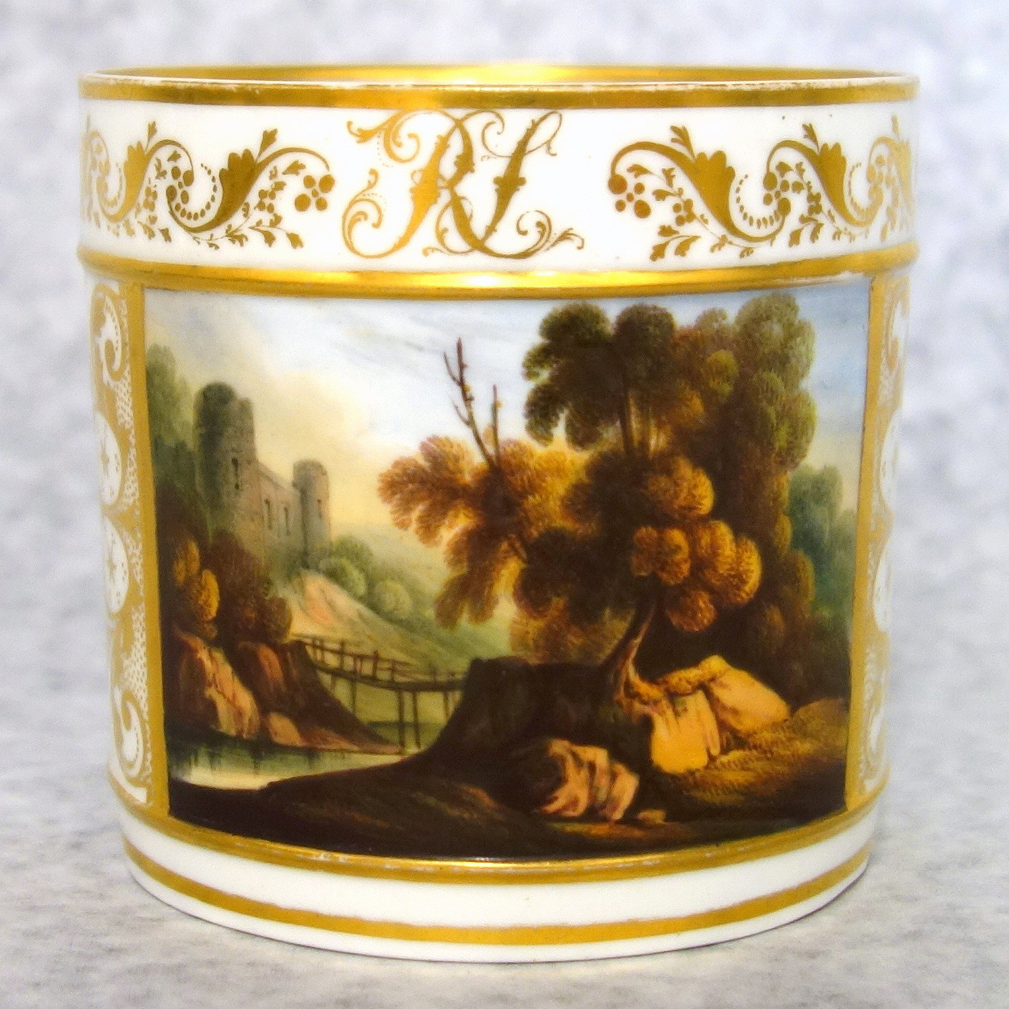 Antique Regency Derby porcelain hand painted & gilded Porter Mug C.early 19thC