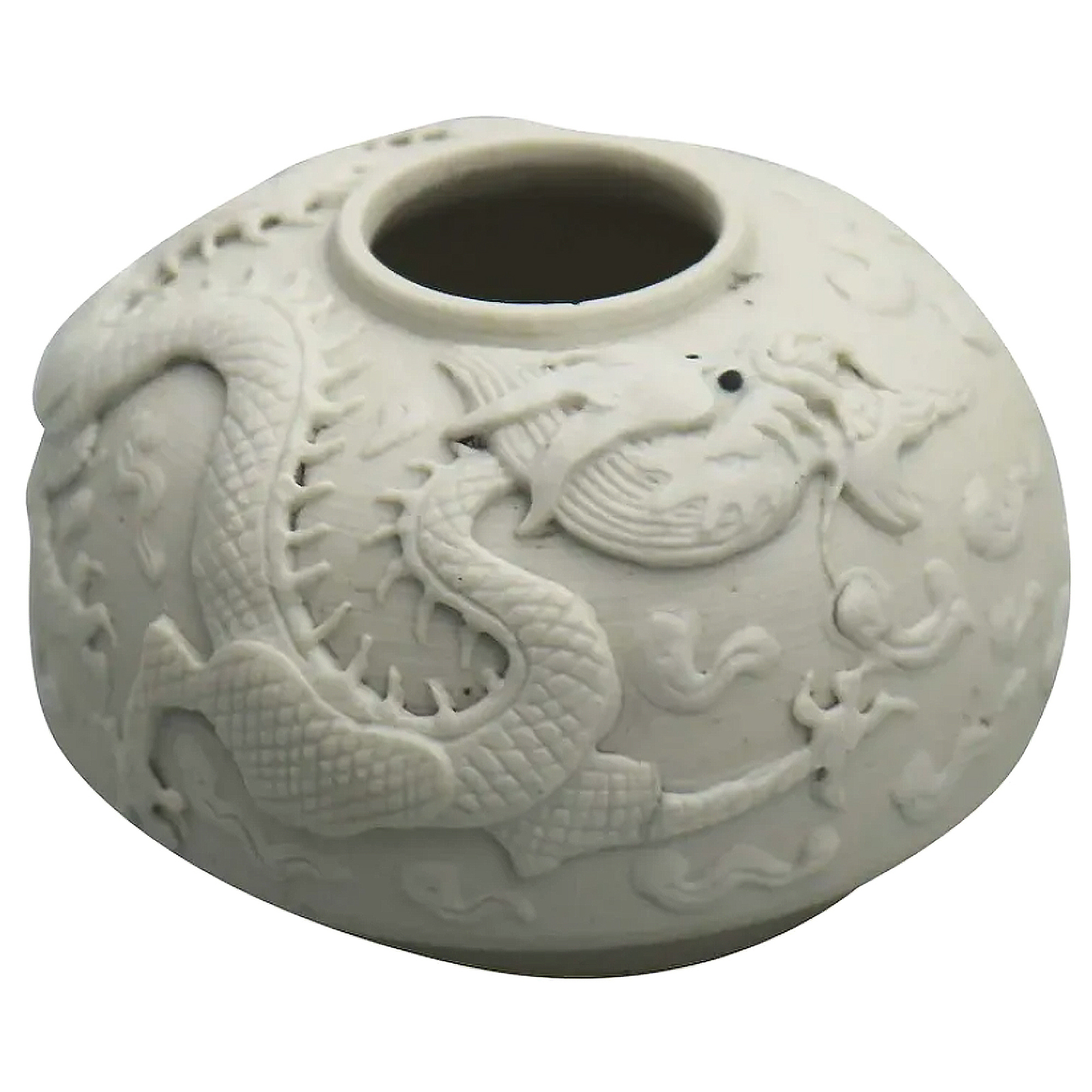 An extremely rare & fine antique Chinese Qing biscuit porcelain Brush Washer Ex. Wikramaratna Collection C.19th
