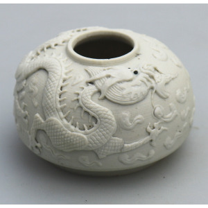 An extremely rare & fine antique Chinese Qing biscuit porcelain Brush Washer Ex. Wikramaratna Collection C.19th
