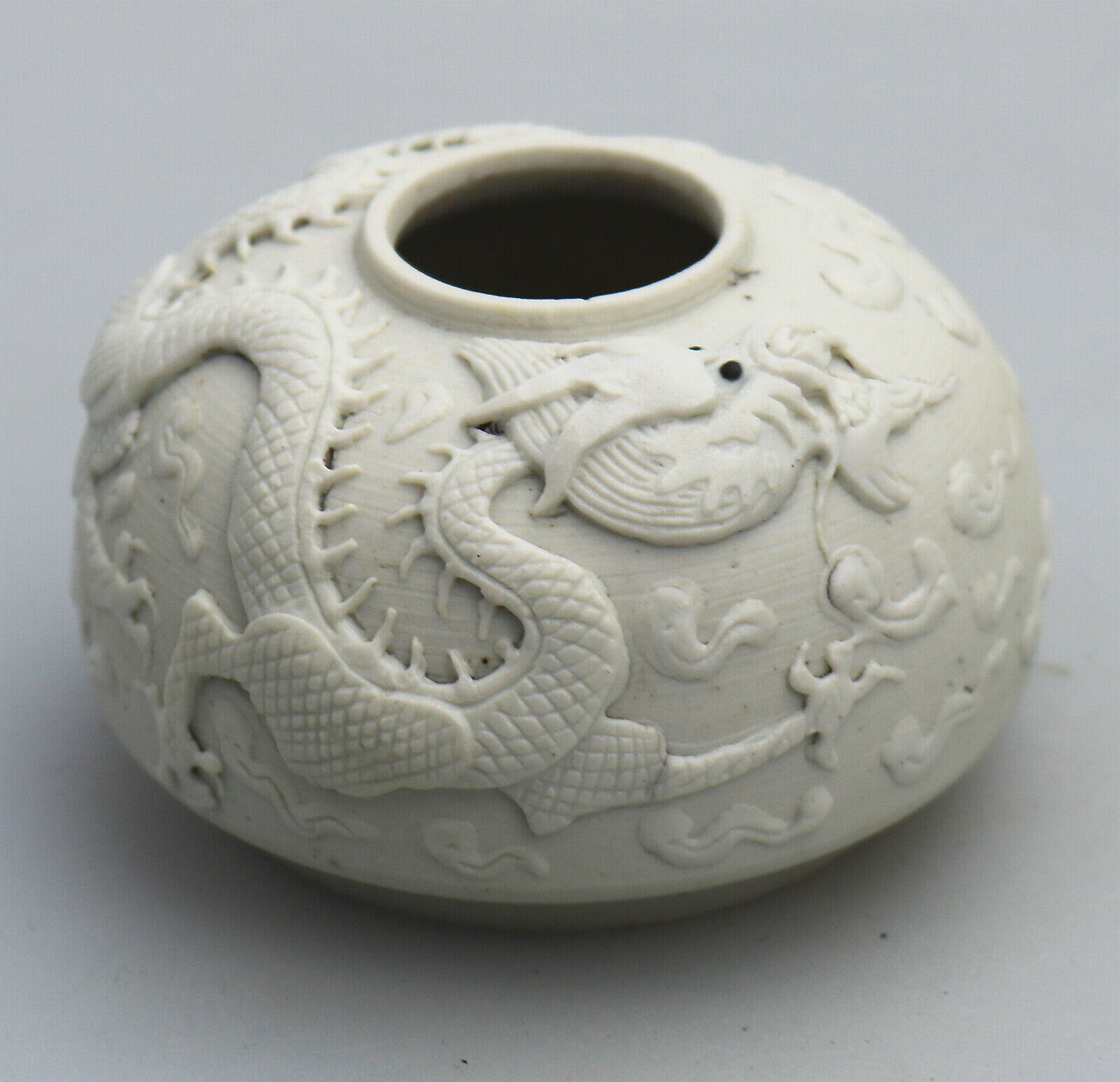 An extremely rare & fine antique Chinese Qing biscuit porcelain Brush Washer Ex. Wikramaratna Collection C.19th