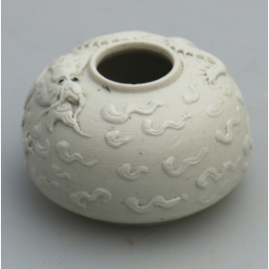 An extremely rare & fine antique Chinese Qing biscuit porcelain Brush Washer Ex. Wikramaratna Collection C.19th