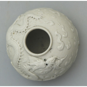 An extremely rare & fine antique Chinese Qing biscuit porcelain Brush Washer Ex. Wikramaratna Collection C.19th