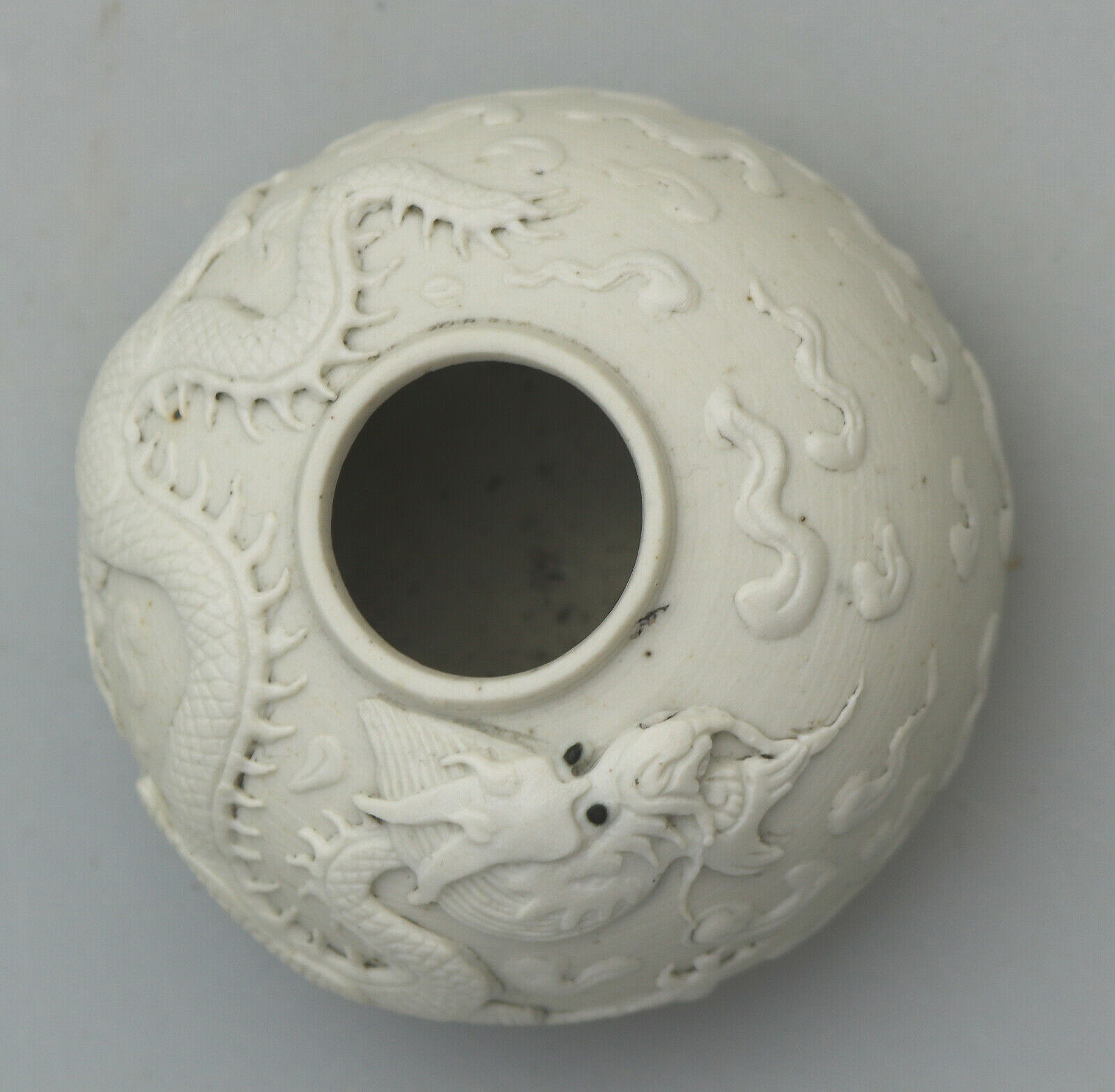 An extremely rare & fine antique Chinese Qing biscuit porcelain Brush Washer Ex. Wikramaratna Collection C.19th