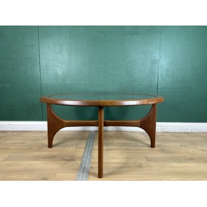 Retro Vintage Mid Century Teak Glass Top Coffee Table By Stonehill -Courier