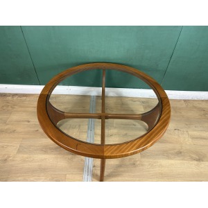 Retro Vintage Mid Century Teak Glass Top Coffee Table By Stonehill -Courier