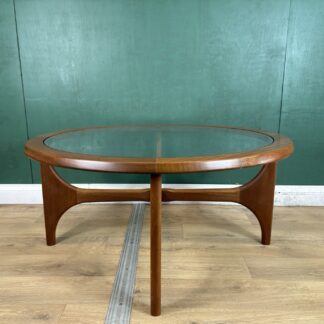 Retro Vintage Mid Century Teak Glass Top Coffee Table By Stonehill -Courier