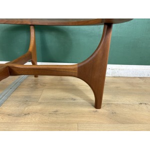 Retro Vintage Mid Century Teak Glass Top Coffee Table By Stonehill -Courier