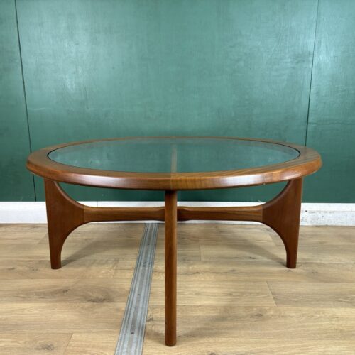 Retro Vintage Mid Century Teak Glass Top Coffee Table By Stonehill -Courier