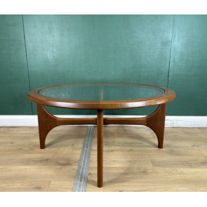 Retro Vintage Mid Century Teak Glass Top Coffee Table By Stonehill -Courier