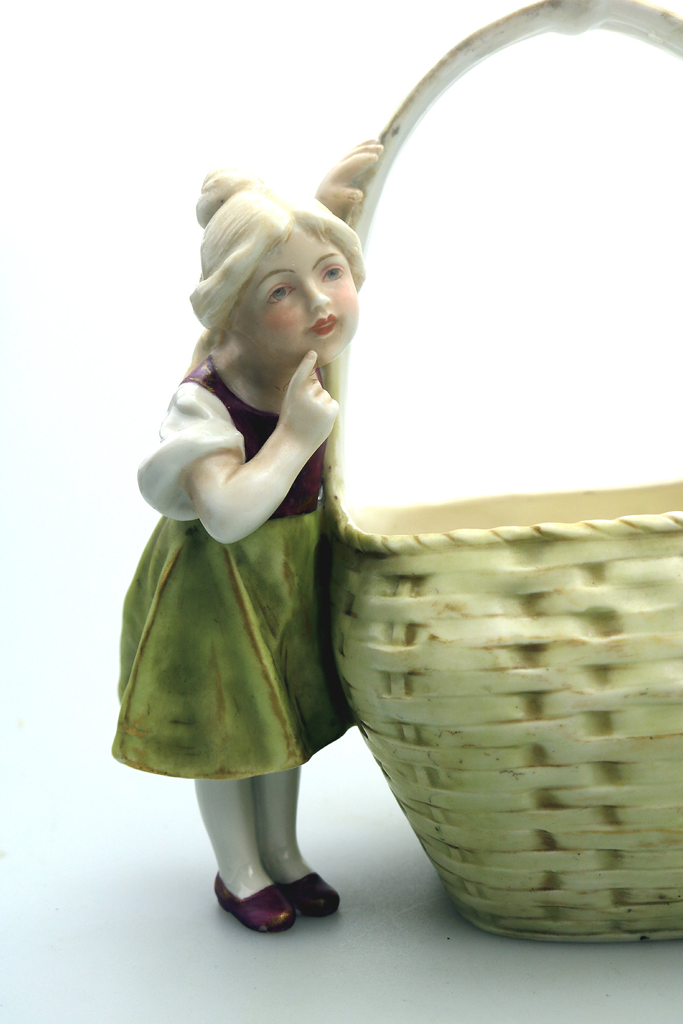 Antique Art Nouveau continental novelty porcelain Royal Dux Figural Vase C.1900