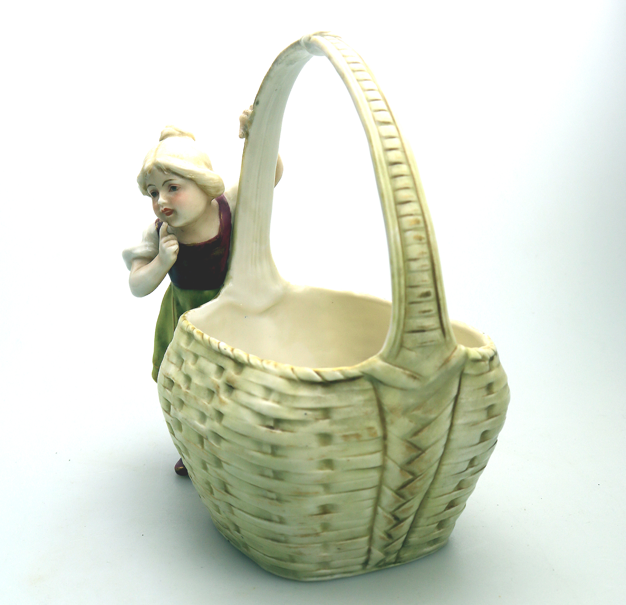 Antique Art Nouveau continental novelty porcelain Royal Dux Figural Vase C.1900