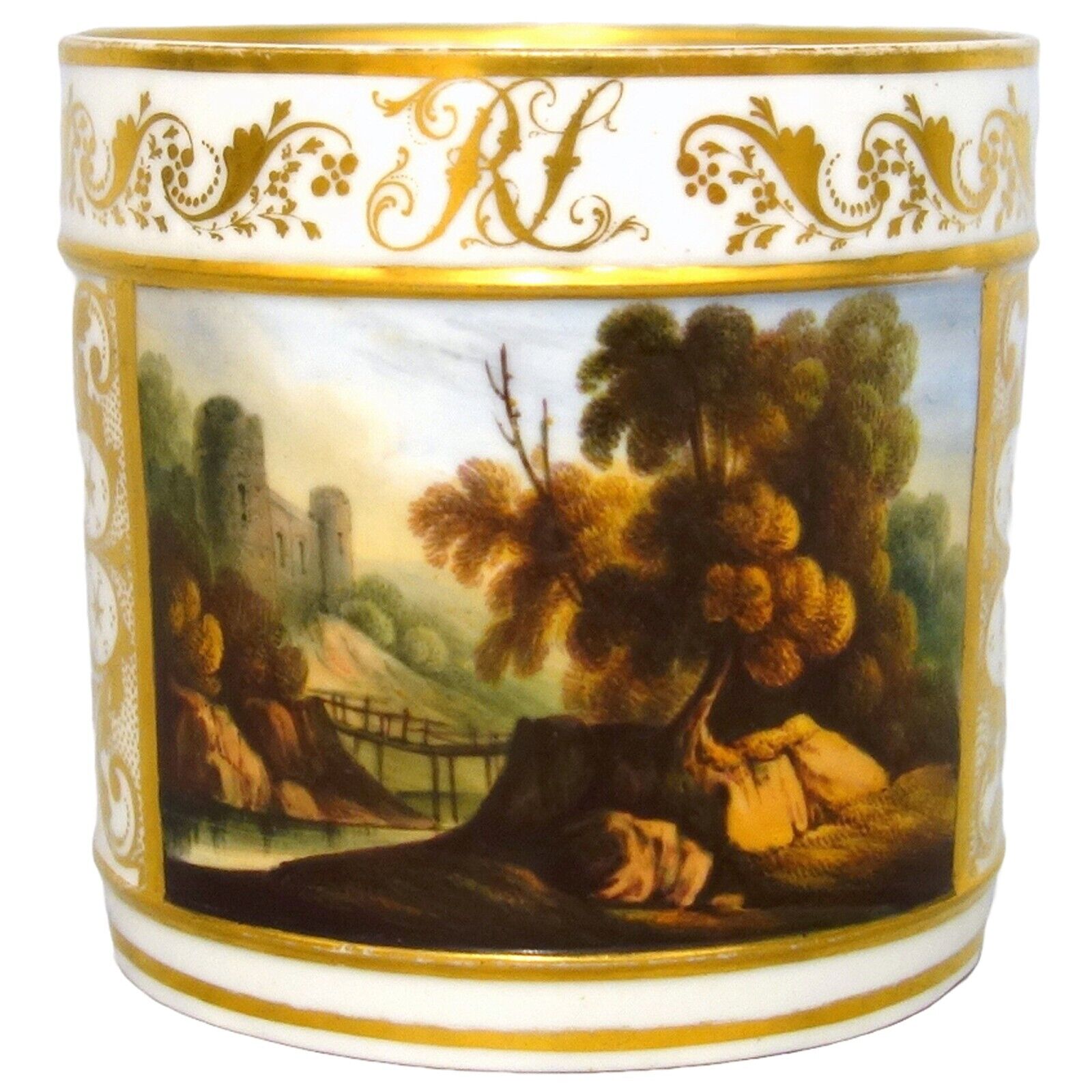 Antique Regency Derby porcelain hand painted & gilded Porter Mug C.early 19thC