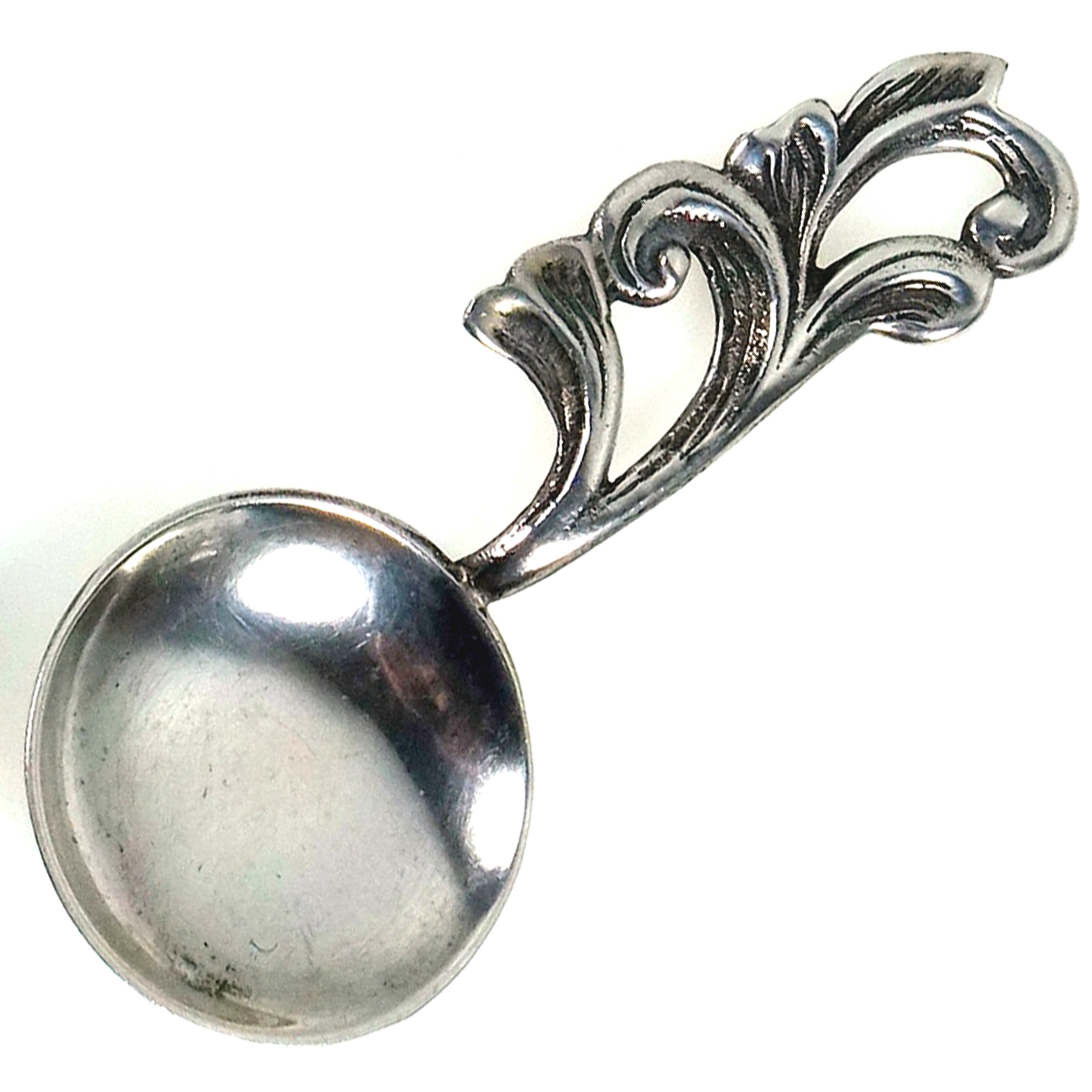 Art Nouveau design antique Scandinavian 830 solid silver cast Caddy Spoon 20g C.1940's