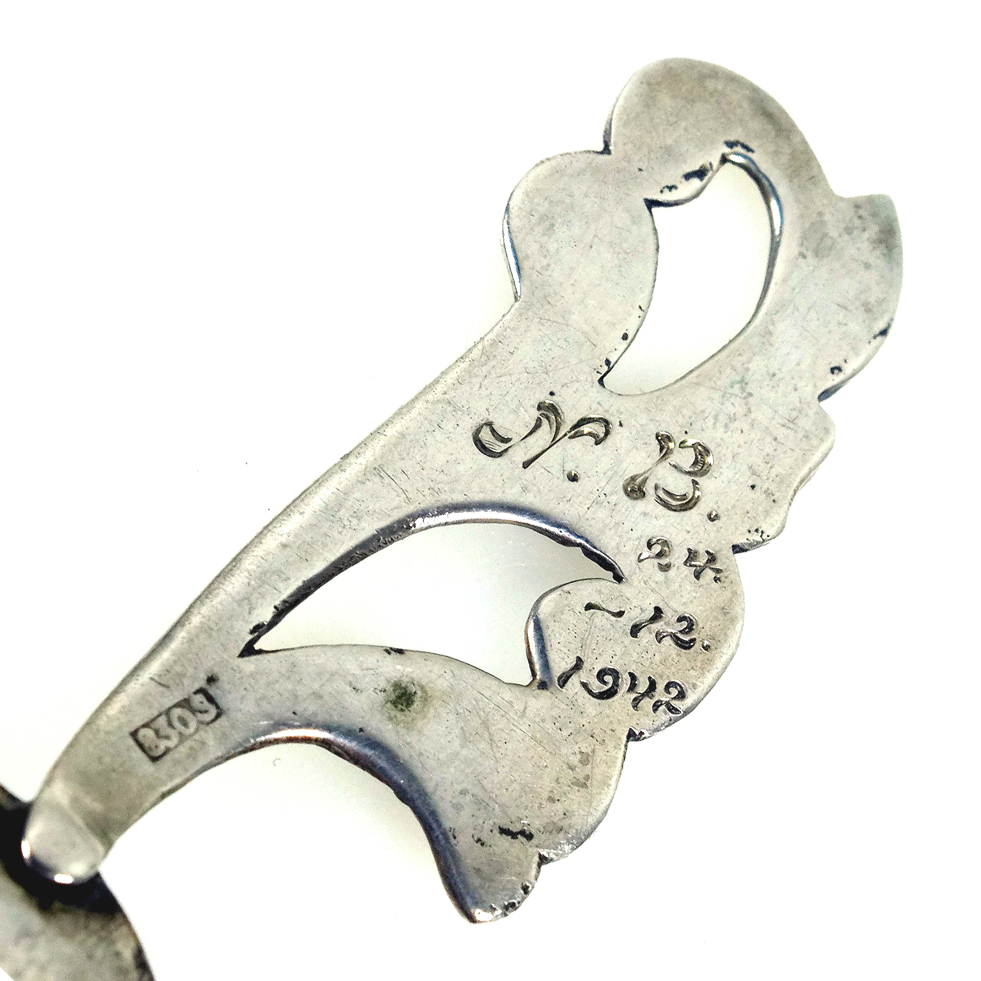 Art Nouveau design antique Scandinavian 830 solid silver cast Caddy Spoon 20g C.1940's
