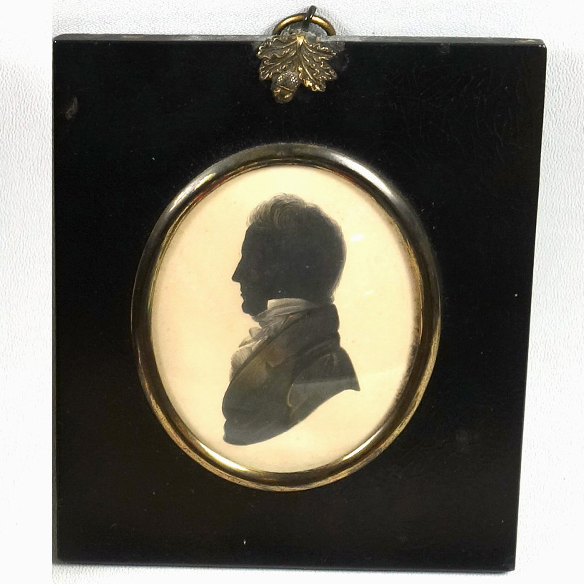 An antique Georgian /Victorian painted Portrait Miniature Silhouette C.1840