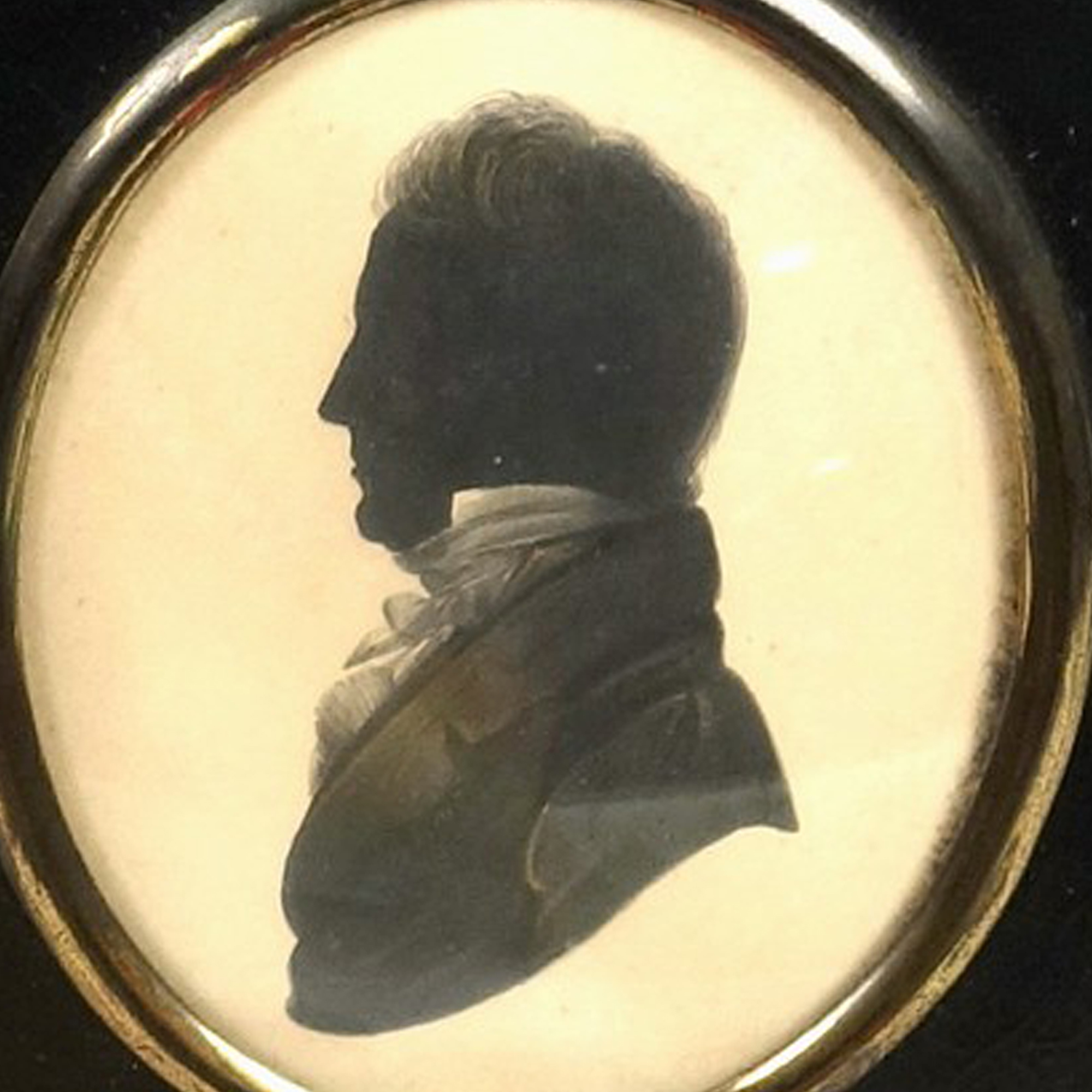 An antique Georgian /Victorian painted Portrait Miniature Silhouette C.1840