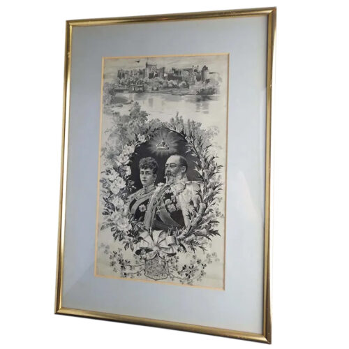 Antique embroidered Ducaruge & Barnola Royal Commemorative silk picture C.1902