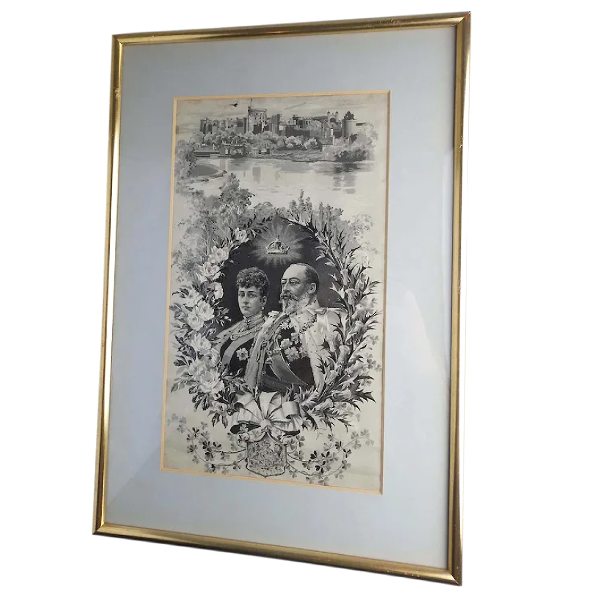 Antique embroidered Ducaruge & Barnola Royal Commemorative silk picture C.1902