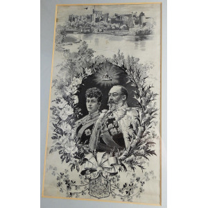 Antique embroidered Ducaruge & Barnola Royal Commemorative silk picture C.1902