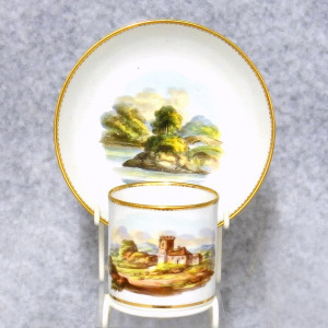An antique Georgian Spode porcelain hand-painted Coffee Can & Saucer C.1812