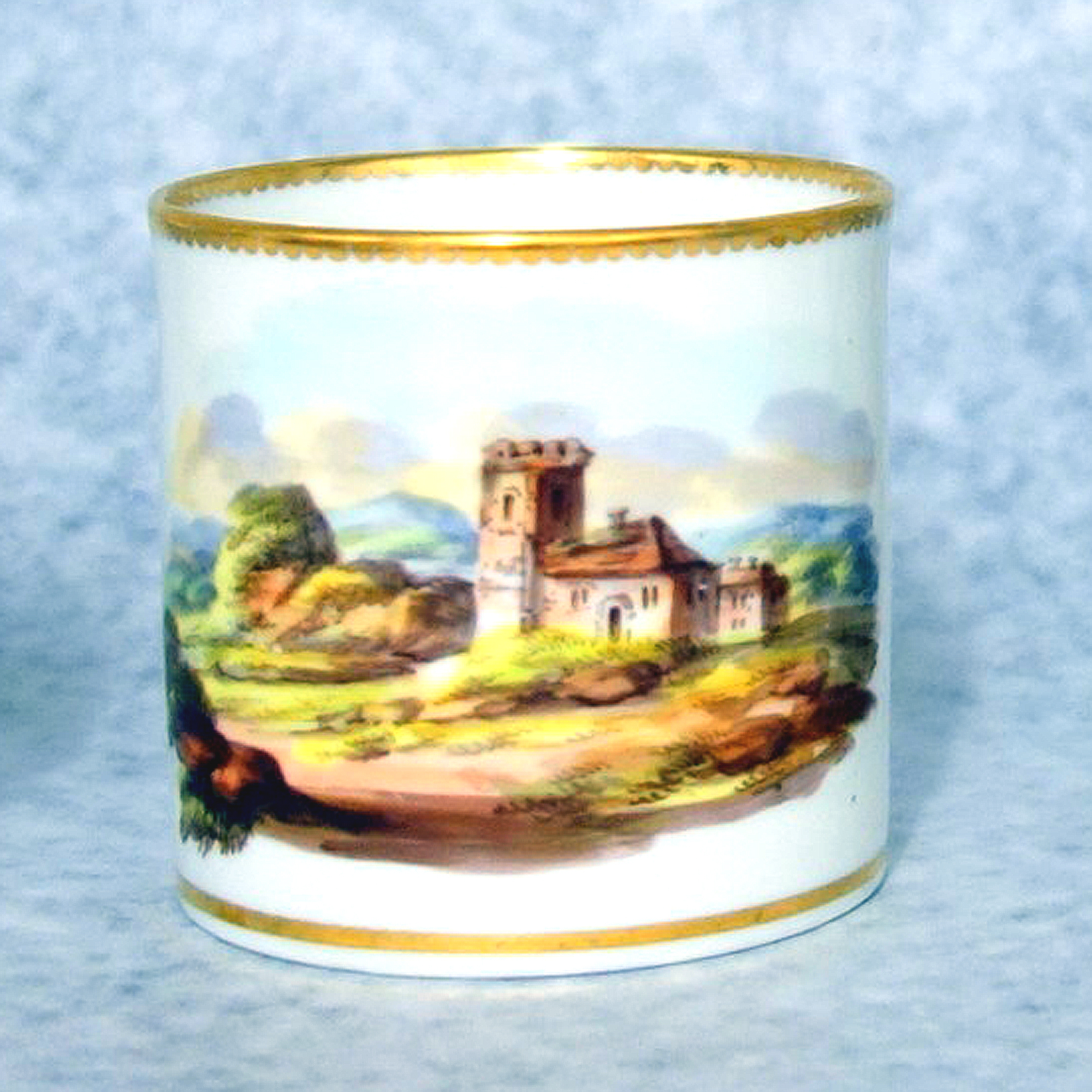 An antique Georgian Spode porcelain hand-painted Coffee Can & Saucer C.1812