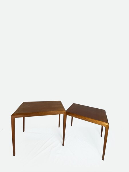 Two Teak Side Tables Designed By Johannes Andersen And Manufactured By Sikeborg In Denmark In The 1960s. Mid Century Furniture, Vintage